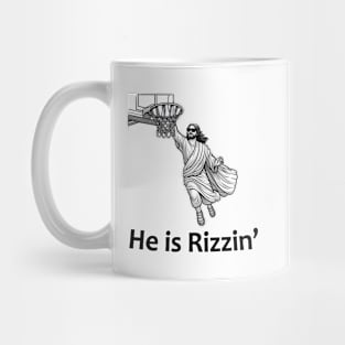 Funny Easter Jesus Playing Basketball Meme: He is Rizzin. Mug